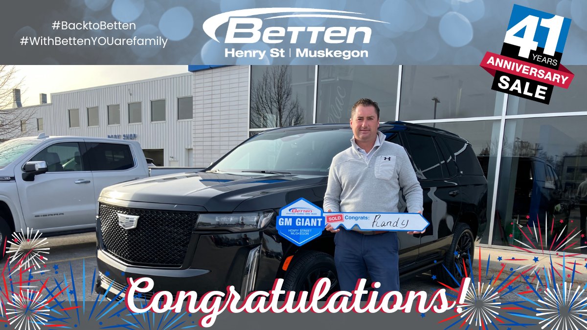 BettenMuskegon's tweet photo. Congratulations to Randy on your #Cadillac #Escalade!  Thank you for trusting Colby Beckstrom and the #BettenMuskegon team with your business!  #Enjoy your new #SUV! #becauseColbyisAwesome #alwaysbetterrwithBeckstrom #standardoftheworld #BacktoBetten https://t.co/wkF0sbzNG2