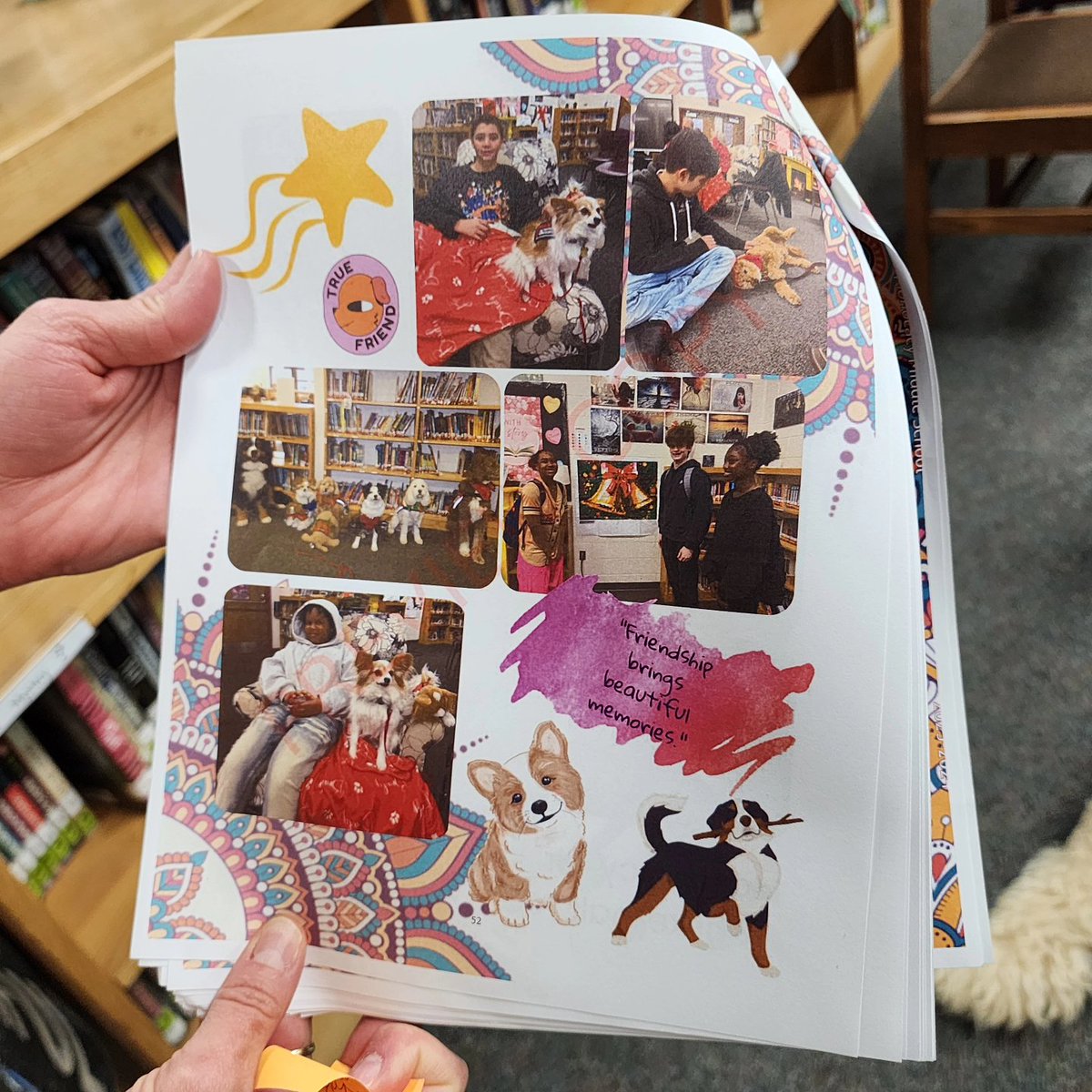 Giuseppe, Frisco, George, Zoey DD, and Brady, an inspiring group of furry friends, shared their love and warmth with the Monocacy Middle students and staff, earning a spot in the yearbook!#giuseppe #goteamtherapydogs #FCPSMARYLAND