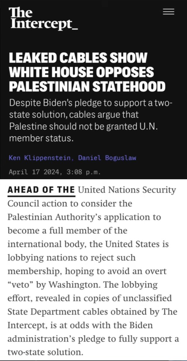 U.S. Hypocrisy??? #JoeBidenGenocidial ??? All I can tell is that on the one hand the #UnitedStates says it favors a #TwoStateSolution for #Palestine and #Israel but when their lobby did not convince nations to deny the Palestinians their proper representation at the U.N., they