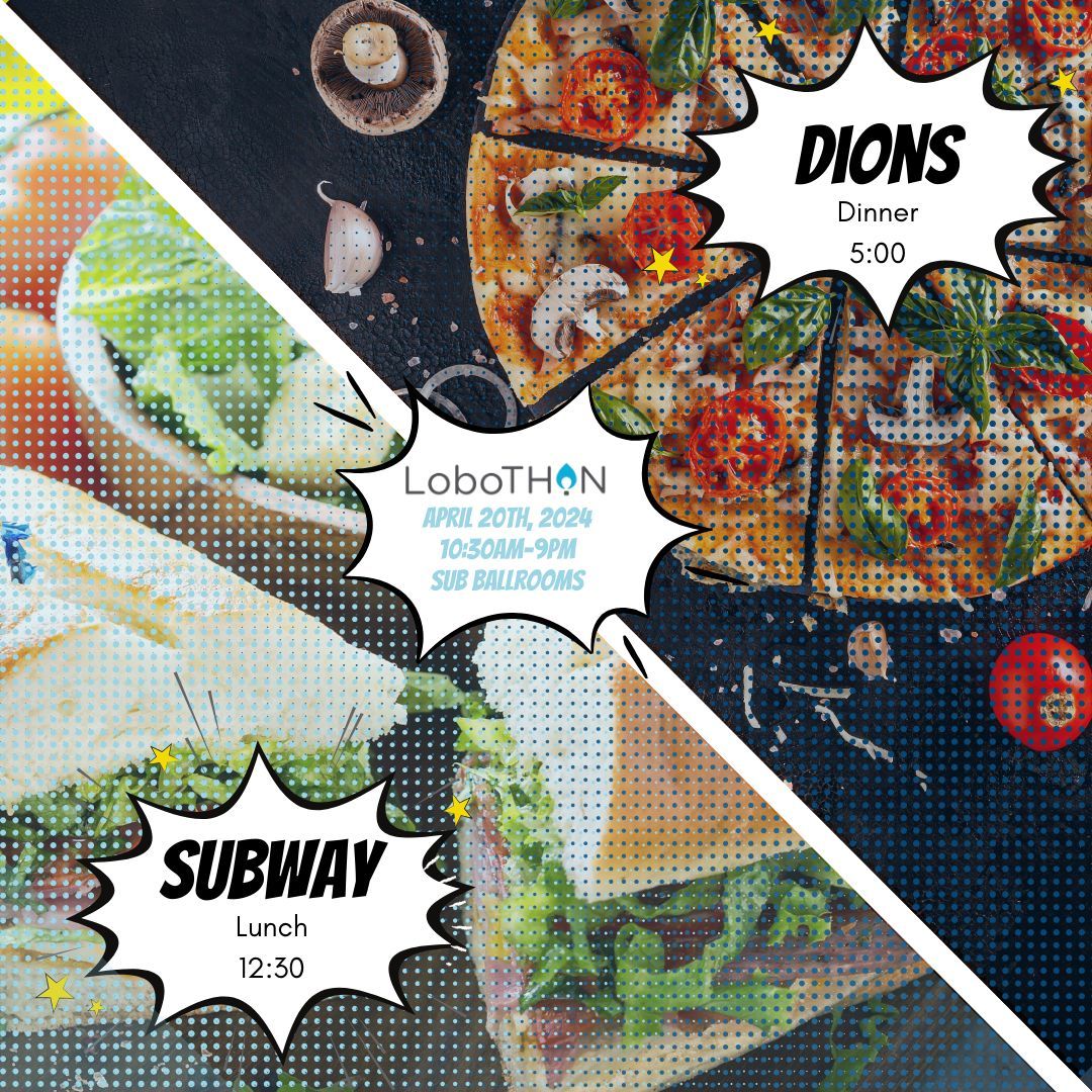 Don't forget that Dance Marathon is this Saturday. A big thank you to Subway and Dion's for providing our lunch and dinner. Be sure to stop by the SUB Ballrooms TOMORROW!