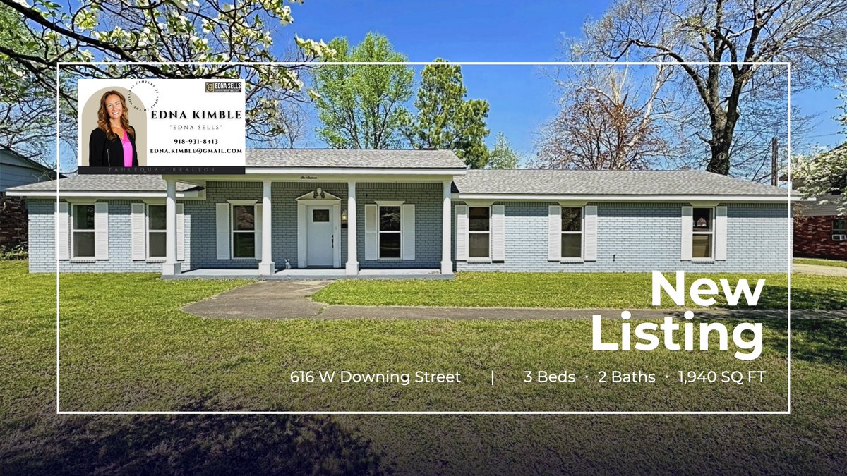 📍 New Listing 📍 Take a look at this fantastic new property that just hit the market located at 616 W Downing Street in Tahlequah. Reach out here or at (918) 931-8413 for more information

#C21wright 🥇 #TopAgents #RealEst... homeforsale.at/616_W_DOWNING_…