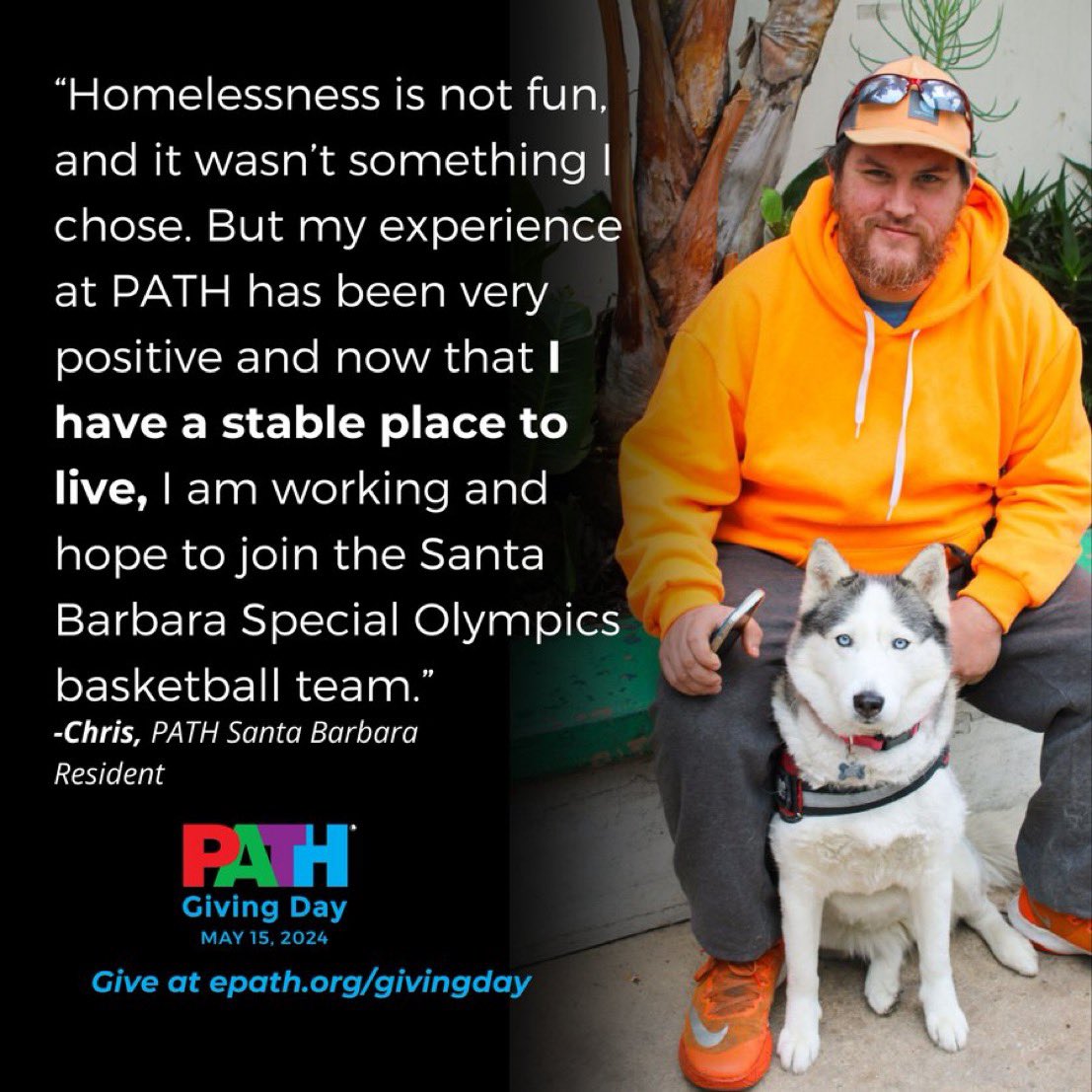 Meet Chris, a new resident in a tiny home community in Santa Barbara thanks to PATH’s supportive services. Join us with a gift today for PATH Giving Day and help 40 people like Chris make it home! Give by May 15th, 2024 here: epath.org/GivingDay