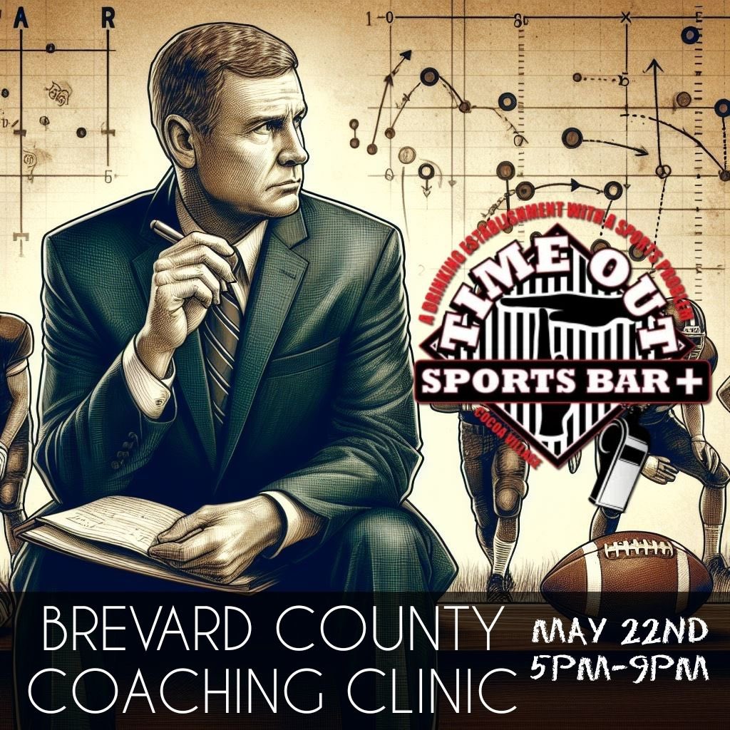 I’m excited to announce the first annual Brevard County Coaches Clinic. The clinic will be May 22nd from 5:00-9:00pm at Timeout Sports Bar and Grill in the beautiful Cocoa Village (back banquet room). It will be for all Brevard County coaches. $10 per coach