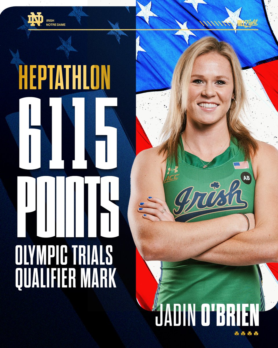 New Heptathlon PR ✔️ New School Record ✔️ Olympic Trials Qualifier Mark ✔️ Congratulations to @NDXCTF's @o_jadin for an statement performance at the Mt. SAC Relays! #GoIrish ☘️