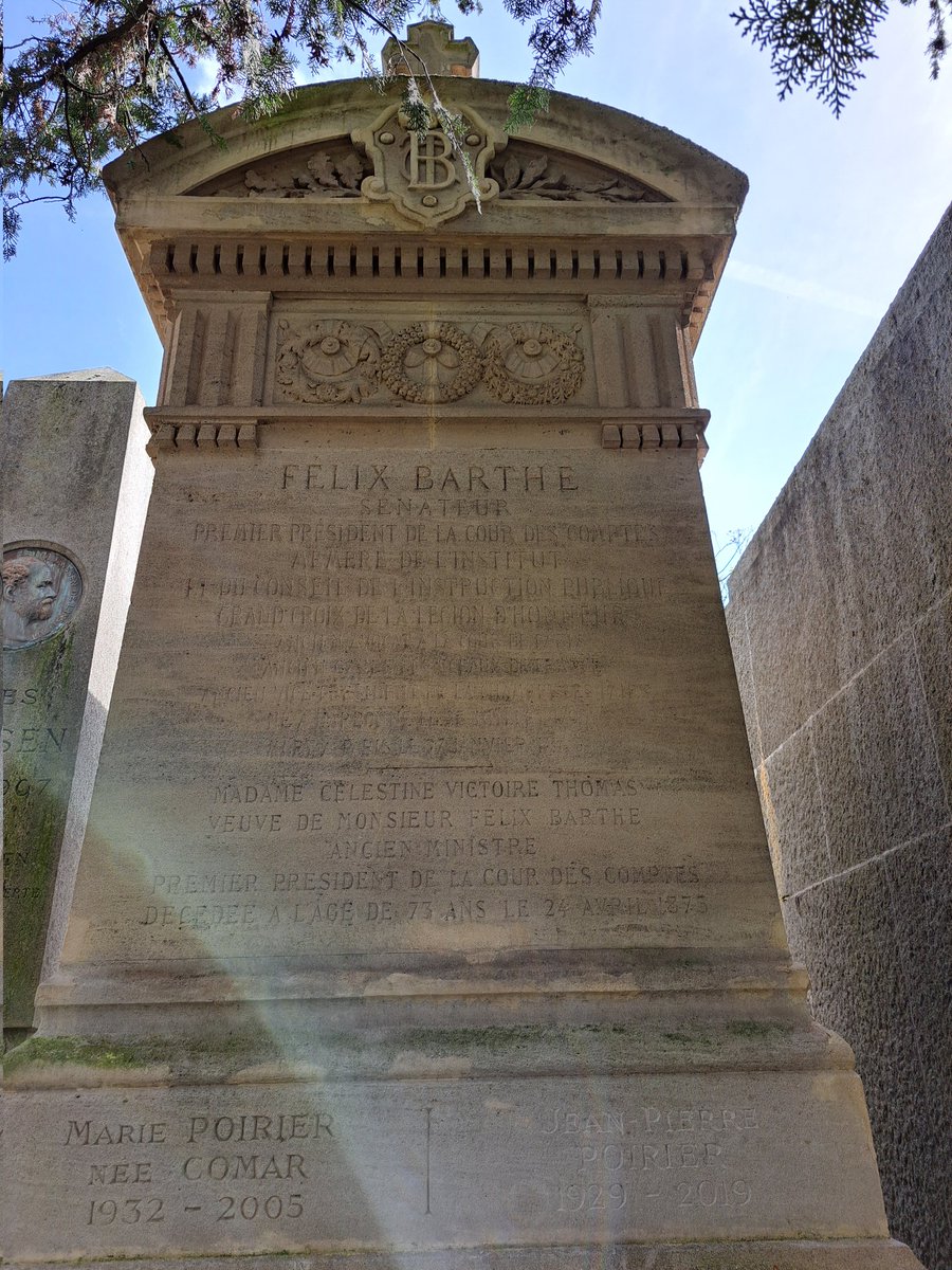 Félix Barthe 1795-1863 homme politique, conseiller juridique, avocat. 
Pair de France, sénateur du Second Empire, Premier Président de la Cour des Comptes.
#PereLachaise