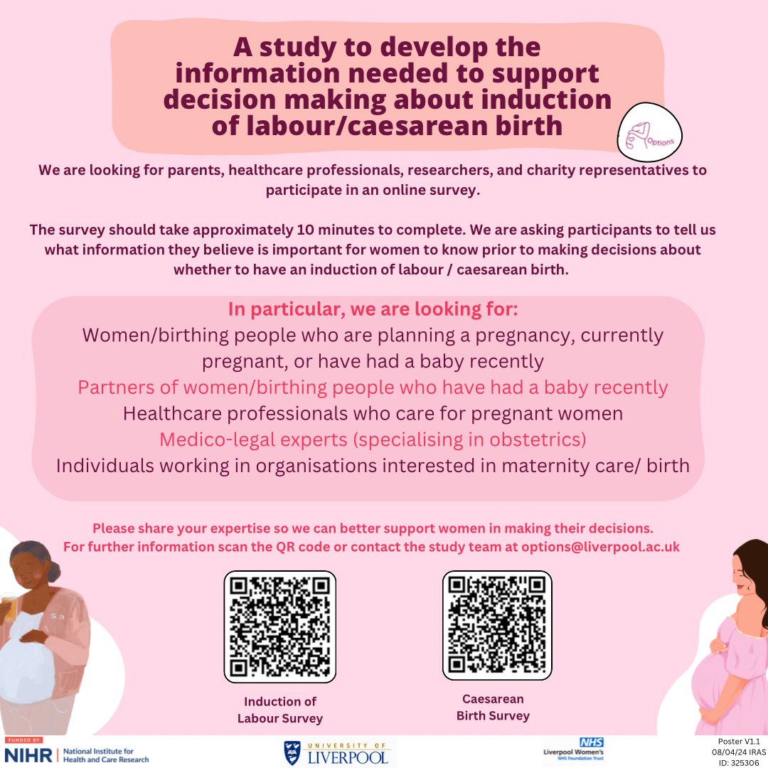 Are you pregnant, planning a pregnancy or recently had a baby? We need your help to complete a two stage online survey on information about induction of labour/ Caesarean. You can enter a £25 prize draw. . redcap.liverpool.ac.uk/surveys/?s=JD3… redcap.liverpool.ac.uk/surveys/?s=MWF…