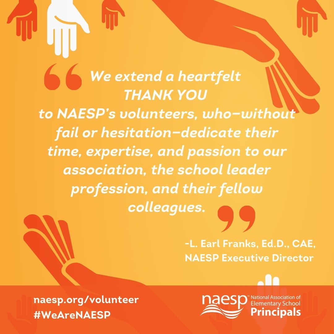Celebrate #VolunteerAppreciationWeek April 21-27 by giving back to your profession! Check out these ways you can get involved with @NAESP- naesp.org/get-involved/v… #WeAreNAESP