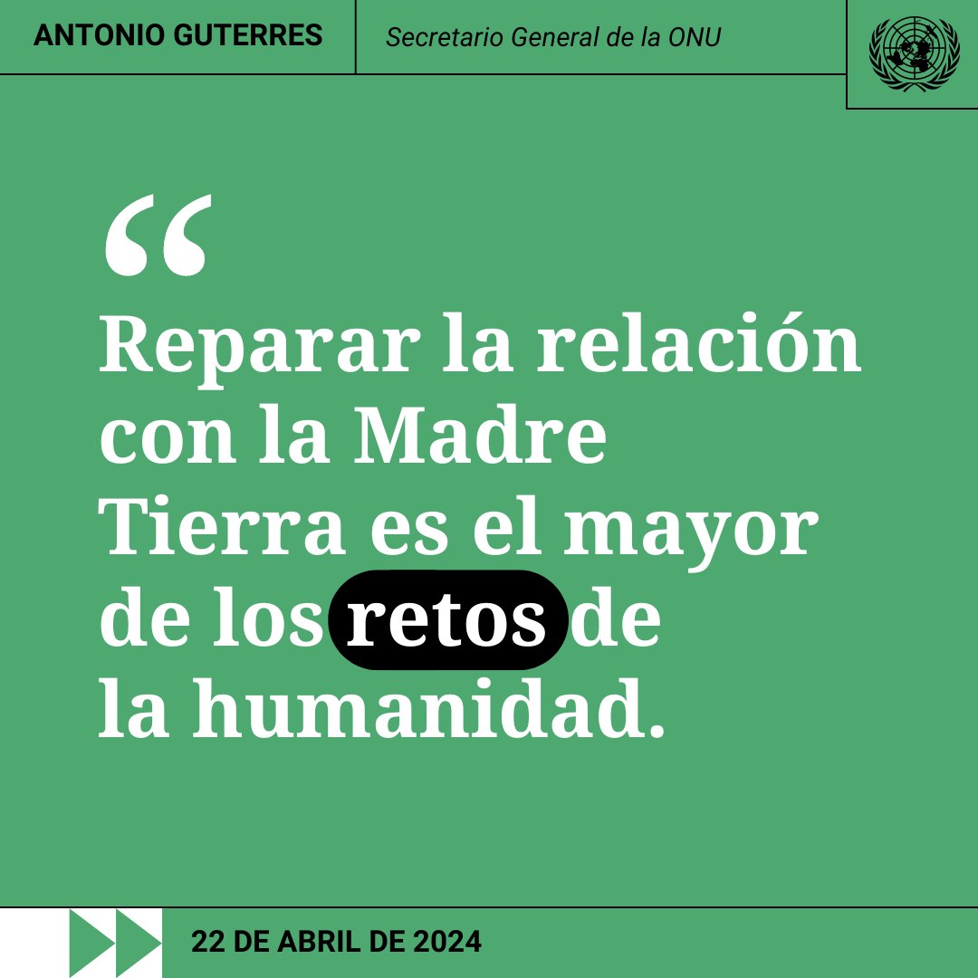 ONU_es's tweet photo. ”Hemos estado comportándonos como el hijo delincuente de la Madre Tierra durante demasiado tiempo.

Restauremos la armonía con la naturaleza”.

Es hora de asumir nuestra responsabilidad, dice @antonioguterres en el #DíaDeLaMadreTierra.

https://t.co/QRFYC6FXT2 https://t.co/FJdnS0ni8q