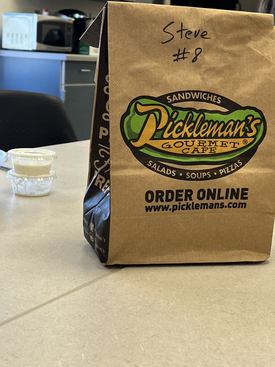 OE_ELADept's tweet photo. Shoutout to @PicklemansKC for providing lunch for our department today! Great way to fuel up before a busy afternoon of scanning books and organizing book rooms! @OlatheEastHawks @Picklemans https://t.co/zKQpzUorDS