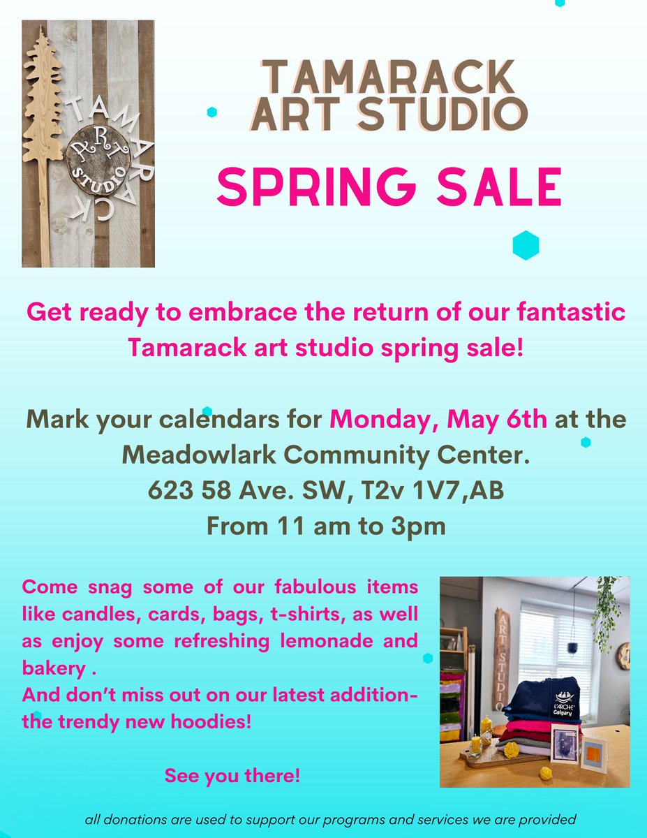 Our exciting spring sale is just around the corner, and we would love to have you join us on Monday May 6th from 11am to 3pm at Meadowlark Community Center! #meadowlarkpark #larche #larchelife