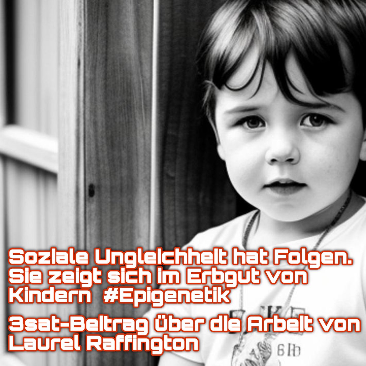 #SozialeUngleichheit verankert sich im Erbgut von Kindern. Kurz, #Kinderarmut hat Folgen und macht krank. 

#Epigenetik

3sat.de/wissen/nano/24…