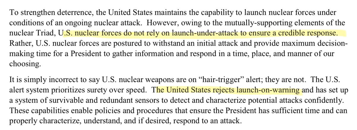 Minot says all 14 B-52s managed to get airborne within 30 minutes. That’s about the time it would take for an ICBM warhead to make its way from Russia/China to Minot. DOD say it rejects launch-on-warning and forces do not rely on launch-under-attack. Guess bombers are special.