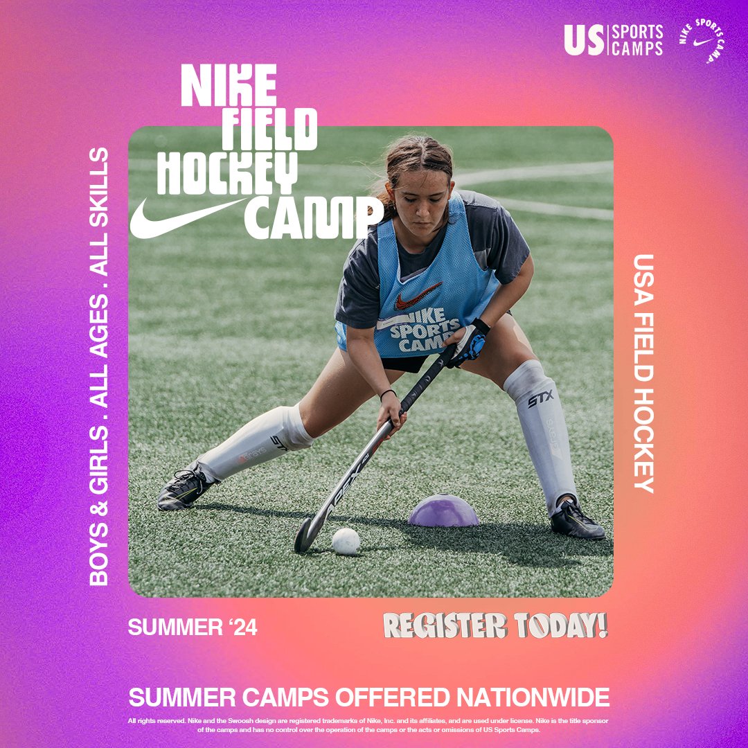 It's field hockey time! 🏑 Join us on the pitch this summer to play, laugh, and create fun experiences at camp. It'll be a summer you'll never forget. Check the link below to enroll today for Nike Field Hockey Camp! ⤵️ 👨‍💻➡️ bit.ly/3PDqhUk