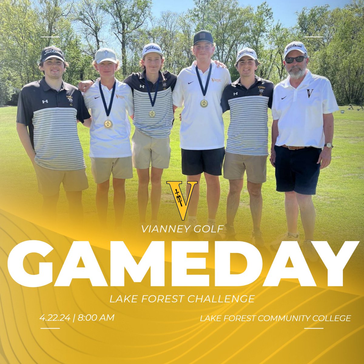 It's Gameday! We have Varsity Golf taking part in the Lake Forest Challenge this morning. Good luck to our Golf Griffins! #VianneyGolf
