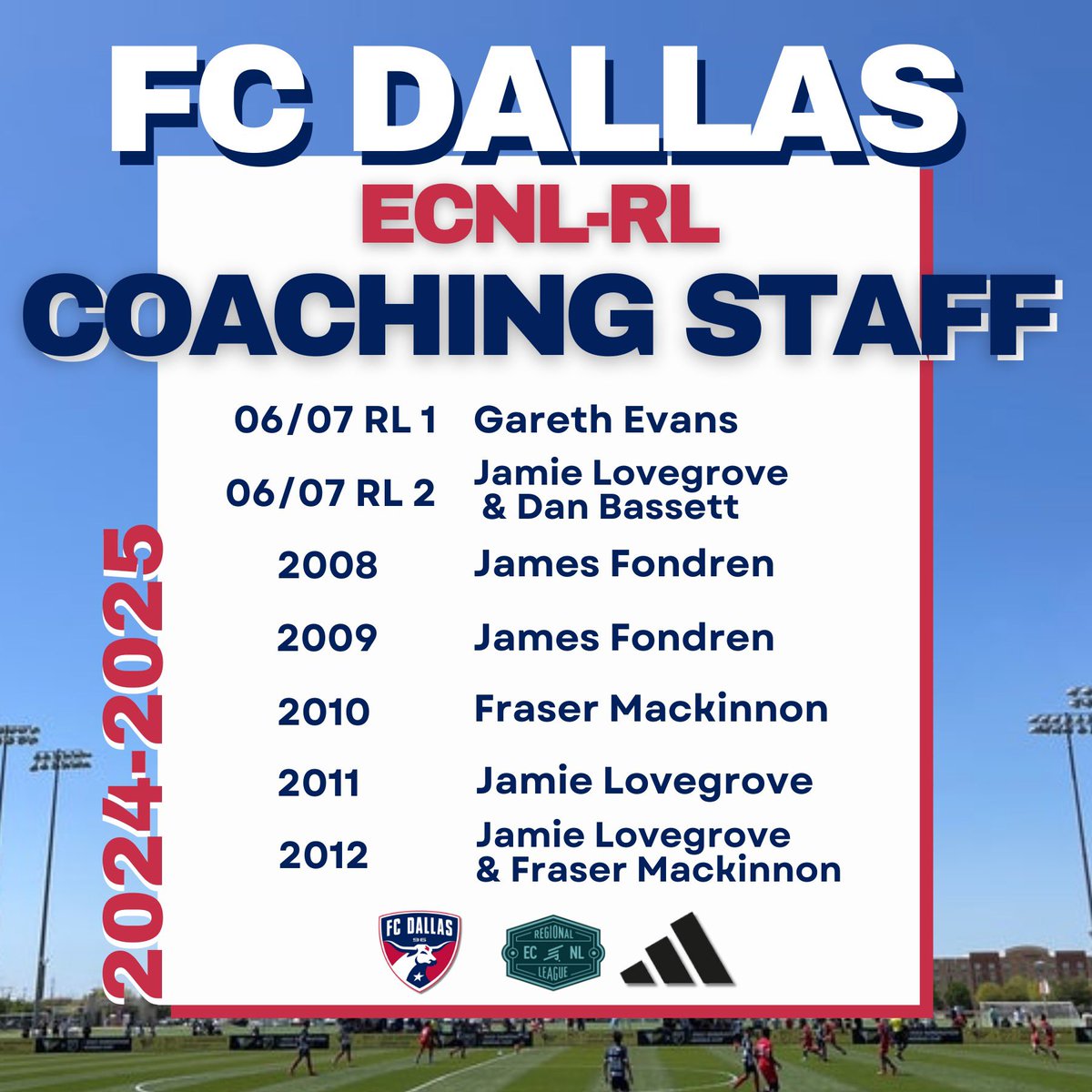 🚨 FC Dallas 2024/25 ECNL & ECNL-RL Try Outs 🚨 Swipe ➡️ for specific days and times per age group, a reminder of next year’s Coaching Slate and each Coaches contact info. Use the registration link ⬇️ to sign up today! forms.gle/m1yFosAhCmYGLT… #DTID | #HeartAndHustle