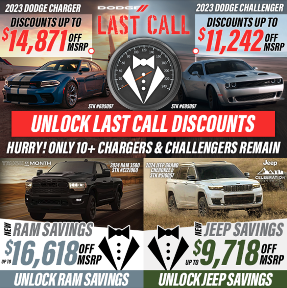 JimButlerCDJR's tweet image. 🌟 HUGE SAVINGS at Jim Butler CDJR... Save up to $14,871 OFF MSRP on a 2023 Dodge Charger and up to $9,718 OFF MSRP on a NEW Jeep Grand Cherokee. Shop online now to unlock the SAVINGS. #CDJR #Linn #JimButler

Unlock Savings 💰 bit.ly/2Mh7FHc