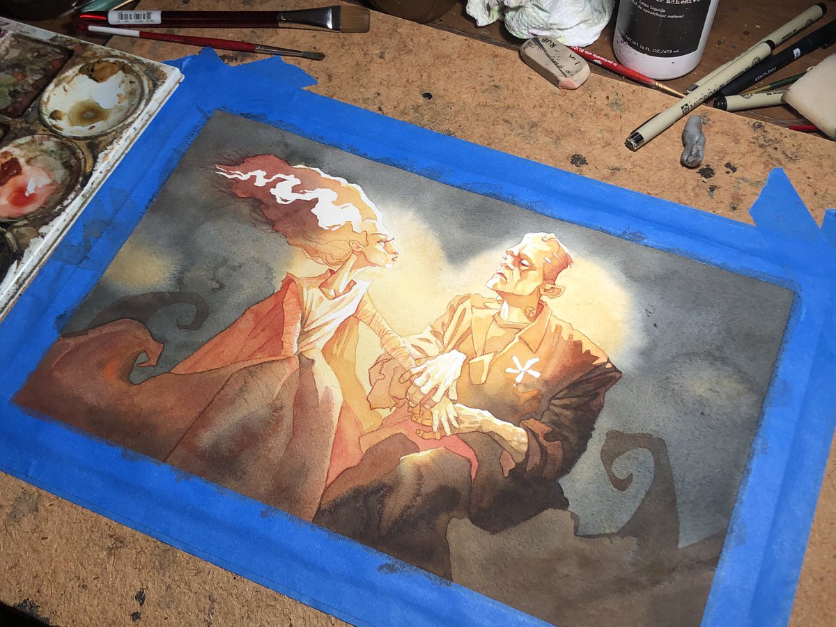 Work-in-progress Revisiting this piece I started a couple of years ago. I have a couple of larger commissions to complete before I can jump back into the smaller ones. #watercolor #grisgrimly #grisgrimlyart #Holbein @HolbeinArt #wip