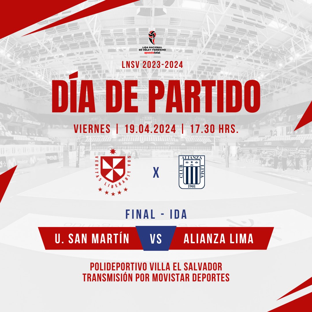 ¡𝐇𝐨𝐲 𝐣𝐮𝐞𝐠𝐚𝐧 𝐋𝐚𝐬 𝐒𝐚𝐧𝐭𝐚𝐬 𝐥𝐚 𝐩𝐫𝐢𝐦𝐞𝐫𝐚 𝐅𝐈𝐍𝐀𝐋! Nuestro equipo llega a Villa El Salvador para enfrentar a Alianza Lima por la primera final de la @lnsvperu. ¡Alentemos a Las Santas! 🤩 #USMP #Voleibol #Perú