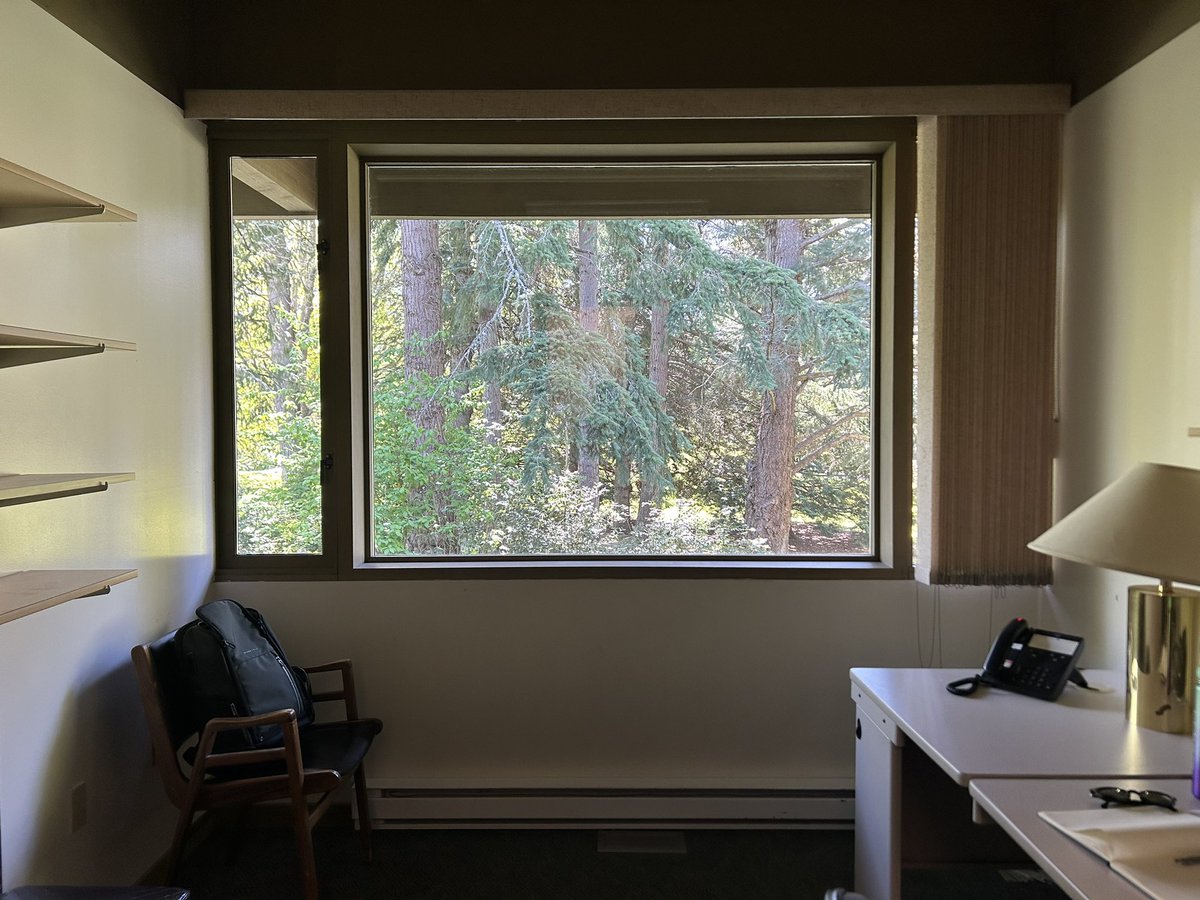 Love my office space at @uvic! A room with a view. 🌲🌲🌲