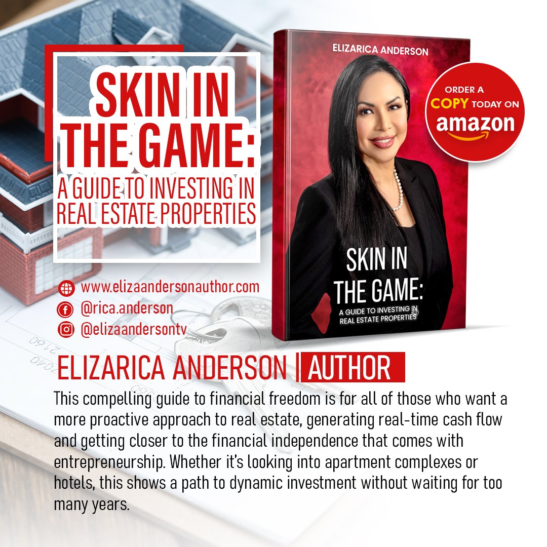 Elizarica Anderson, known as Eliza, is a successful entrepreneur and philanthropist. Her book 'Skin in the Game' is an insightful guide to achieving financial freedom through real estate investment. As a real estate investor and owner of Beverly Hills Aesthetic Centers, Eliza