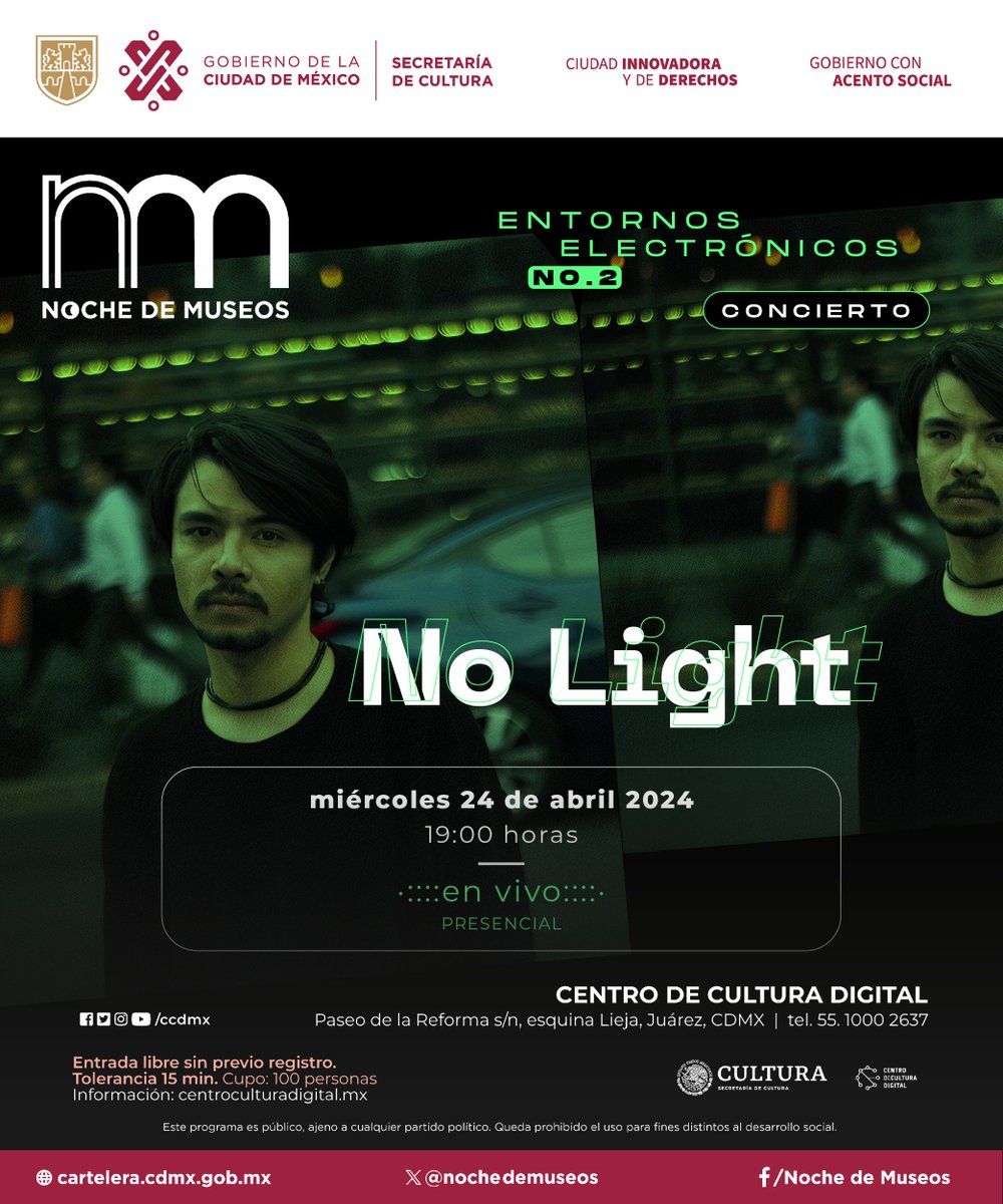 En el @CCDmx los entornos digitales son espacios de virtualidad fundamentales para la colectividad virtual Ven a esta #NochedeMuseos y… ¡Conócelo! 24/04 19 h E. Libre Cupo: 100 p. Info: 5510002637 Paseo de la Reforma S/N esquina Lieja