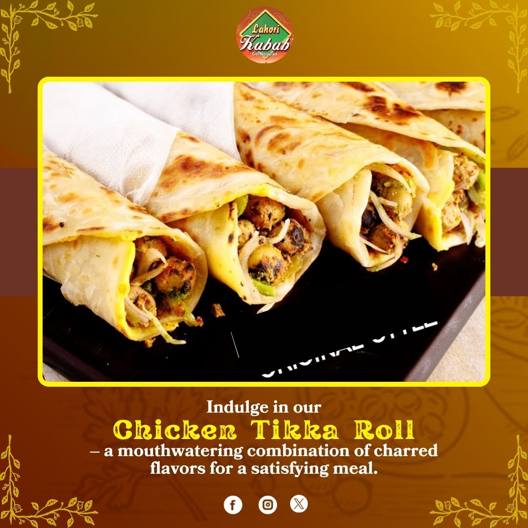 Indulge in our Chicken Tikka Roll – a mouthwatering combination of charred flavors for a satisfying meal.

Call us Now: +1 717-547-6062
#lahorikababandgrill #Lahoriflavors #pakistanifood #indianfood #Restaurant #chickentikkaroll #meal #mouthwatering #flavors #fridaywisdom