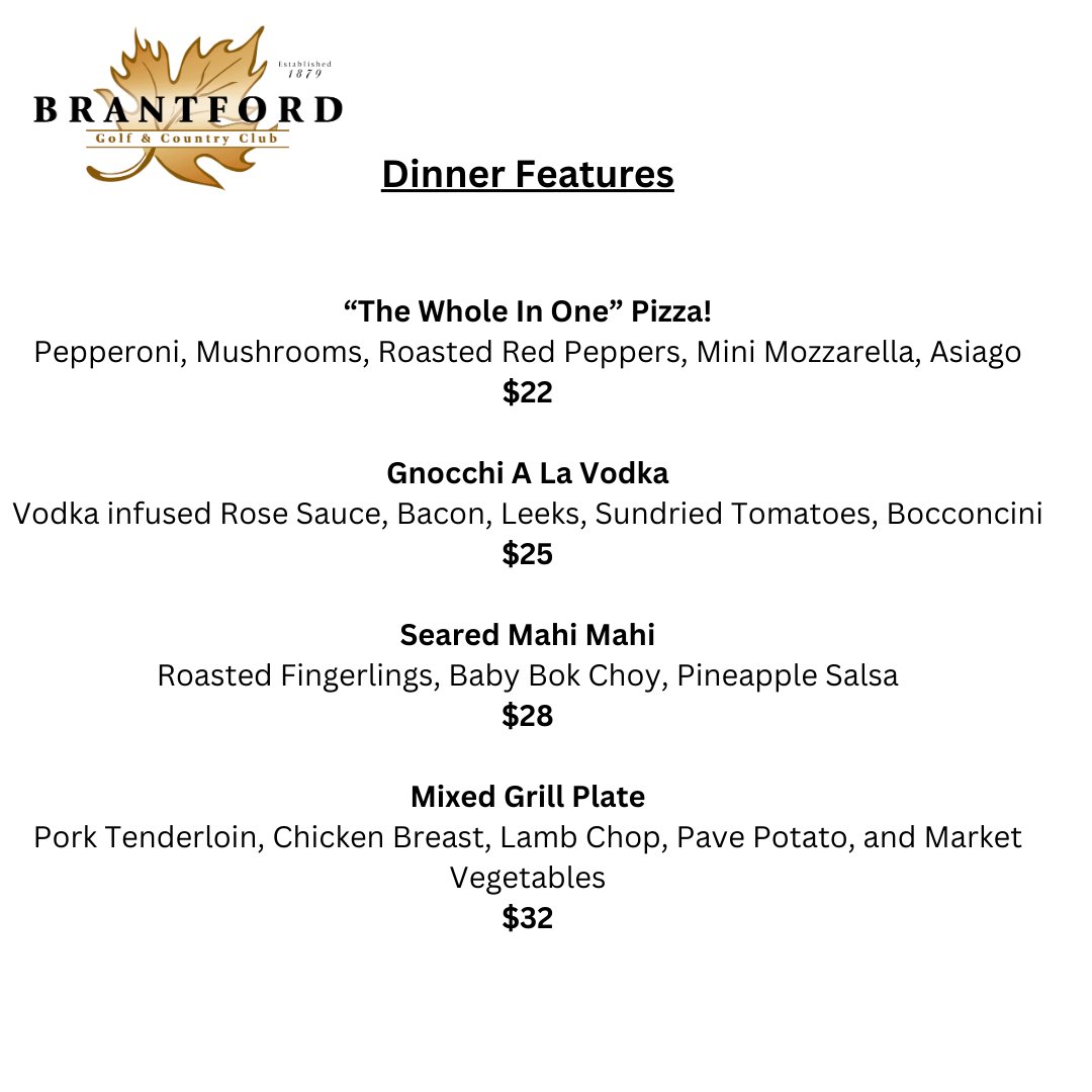 Terrace Room Dinner Features - April 19th