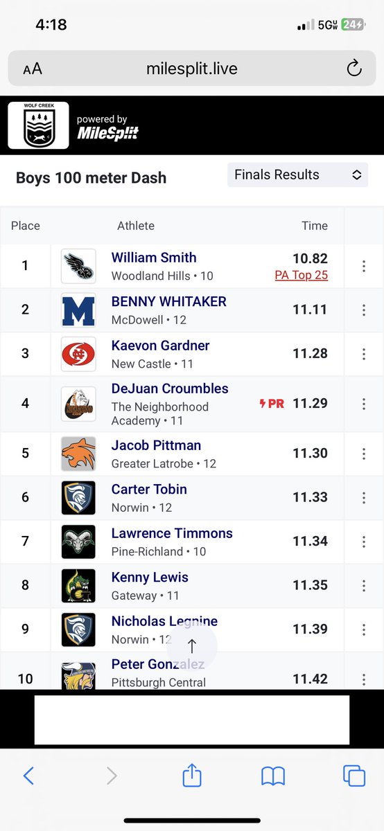 oldschooltrack's tweet photo. Hot 100s at the #ButlerInvitational as Hayzes Robinson of @AN_TracknField and William Smith of @WoodlandHillsHS grab the gold medals. @PennTrackXC https://t.co/cwn7CAQKhS