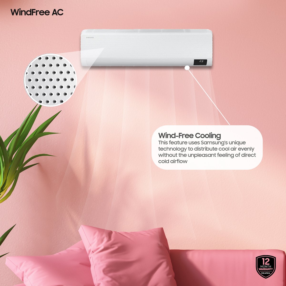 Stay cool and comfortable all year round with the WindFree cooling technology. Available at all authorized Samsung nationwide. #SamsungNigeria #StayConnectedWithSamsung