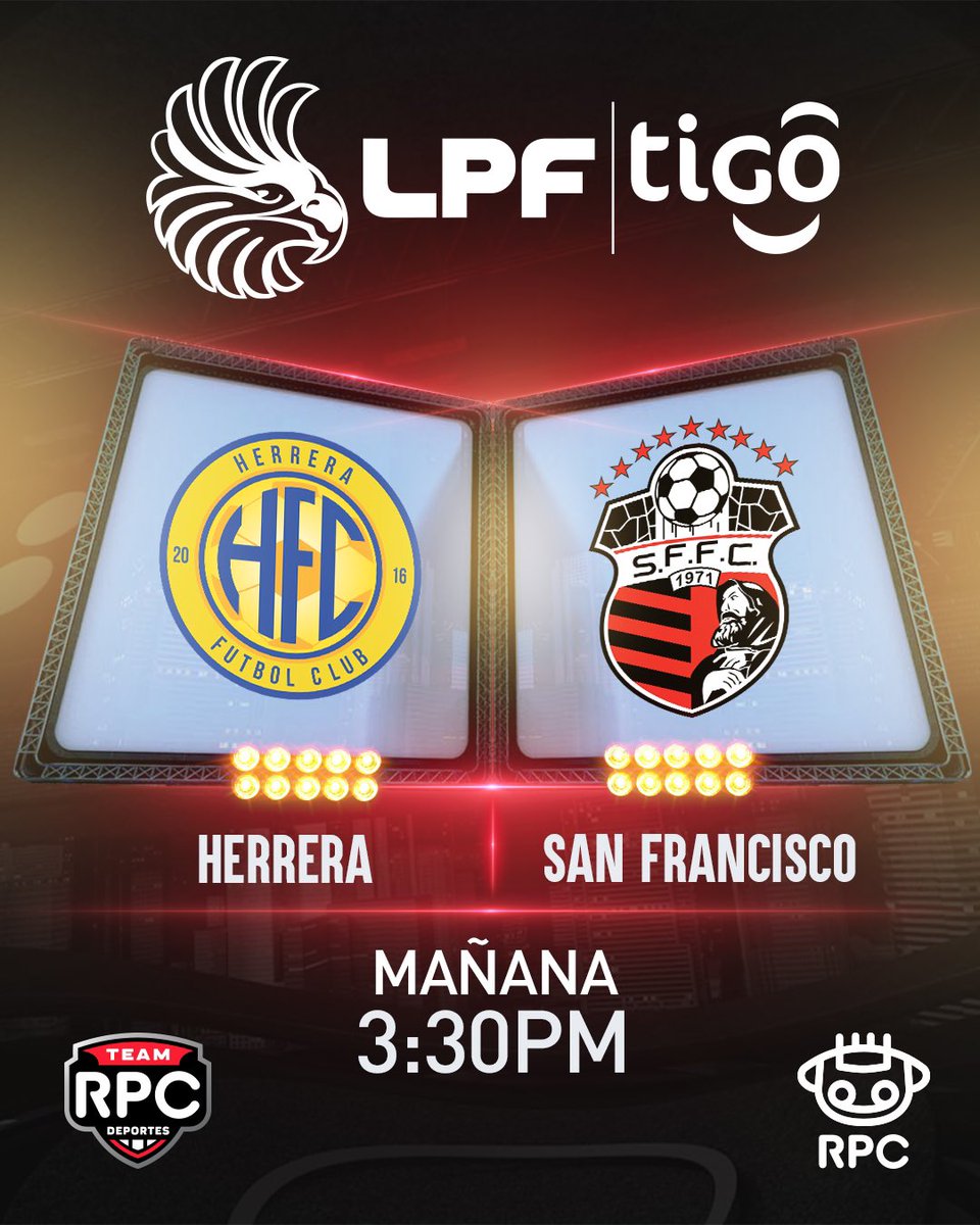 ¡Fútbol, fútbol! 🔥⚽️

La jornada 14 de la #LPFxRPC enfrentará al Herrera FC con el San Francisco. 

📺 Sigue las acciones por la señal de RPC, mañana desde las 3:30 p.m.