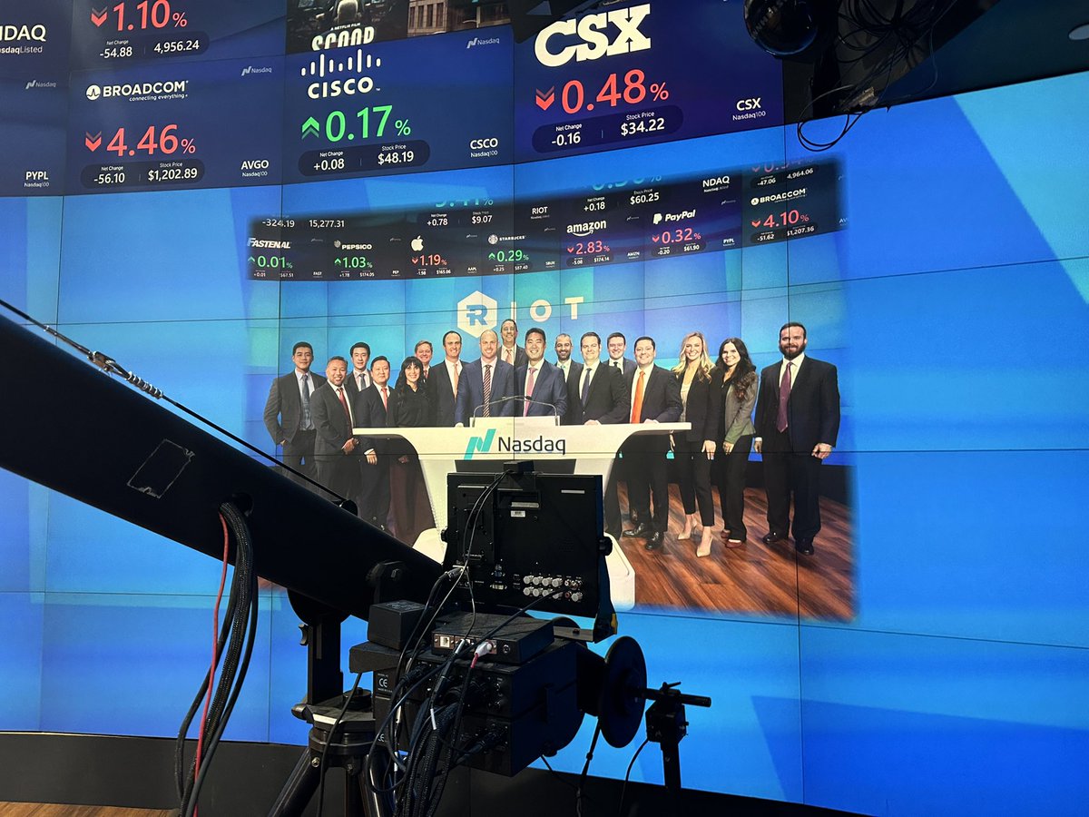 Thank you @Nasdaq for hosting @RiotPlatforms at the closing bell! #Bitcoin mining is going to continue to grow and innovate in the United States.
