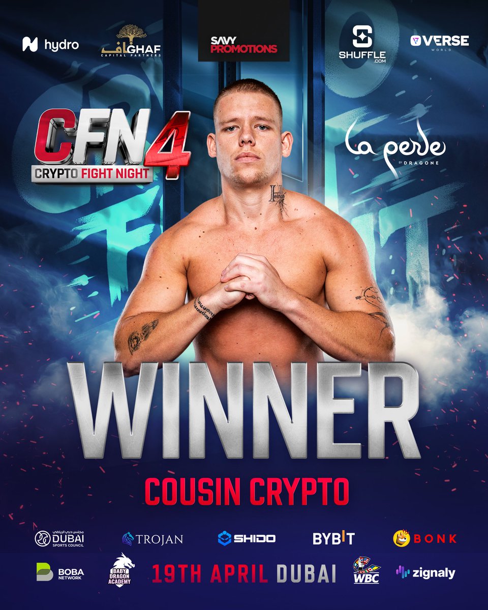 WHAT A DEBUT! 🔥 @cousincrypt0 put on a show against a tough Chris Smic,  and leaves victorious via unanimous decision! 👏 #️⃣ #CFN4 🥊 Ansem vs.  Barney 👊 LIVE NOW 📺 @shufflecom @myco_io @FiteTV