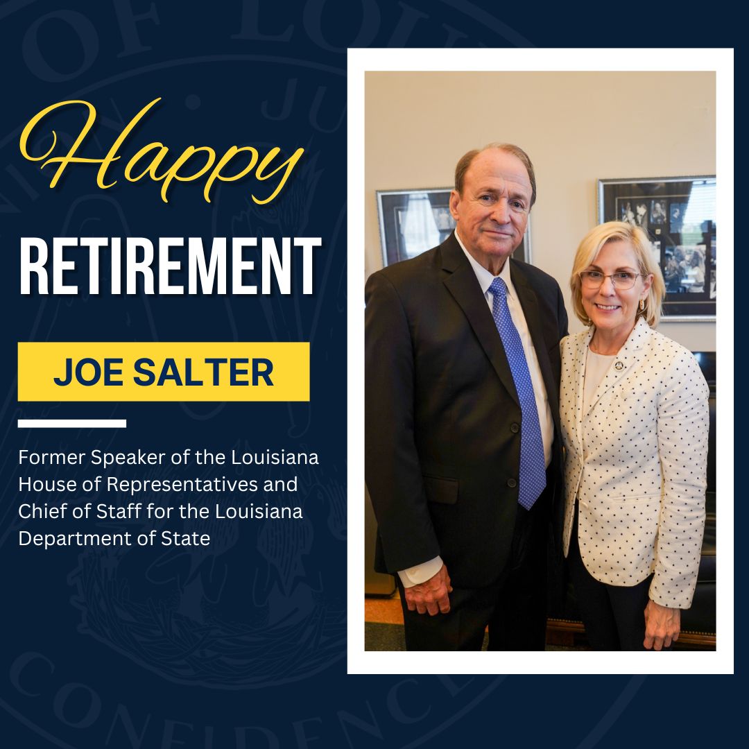 Louisiana_sos's tweet image. Yesterday, the Louisiana House of Representatives honored former Speaker, and our office's former chief of staff, Joe Salter, upon his retirement from public service. Thank you for your faithful service to our state, Mr. Speaker, and congratulations on your retirement!