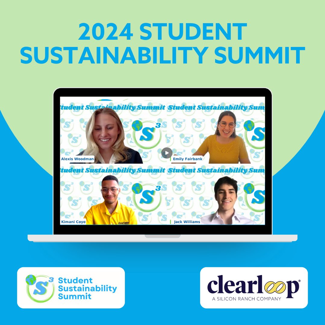 Clearloop was proud to sponsor and host a great panel at the 2024 Student Sustainability Summit (S3) virtual conference, which brought together nearly 200 students, faculty, and staff from universities across the globe. Thank you to all who attended! #sustainability #students