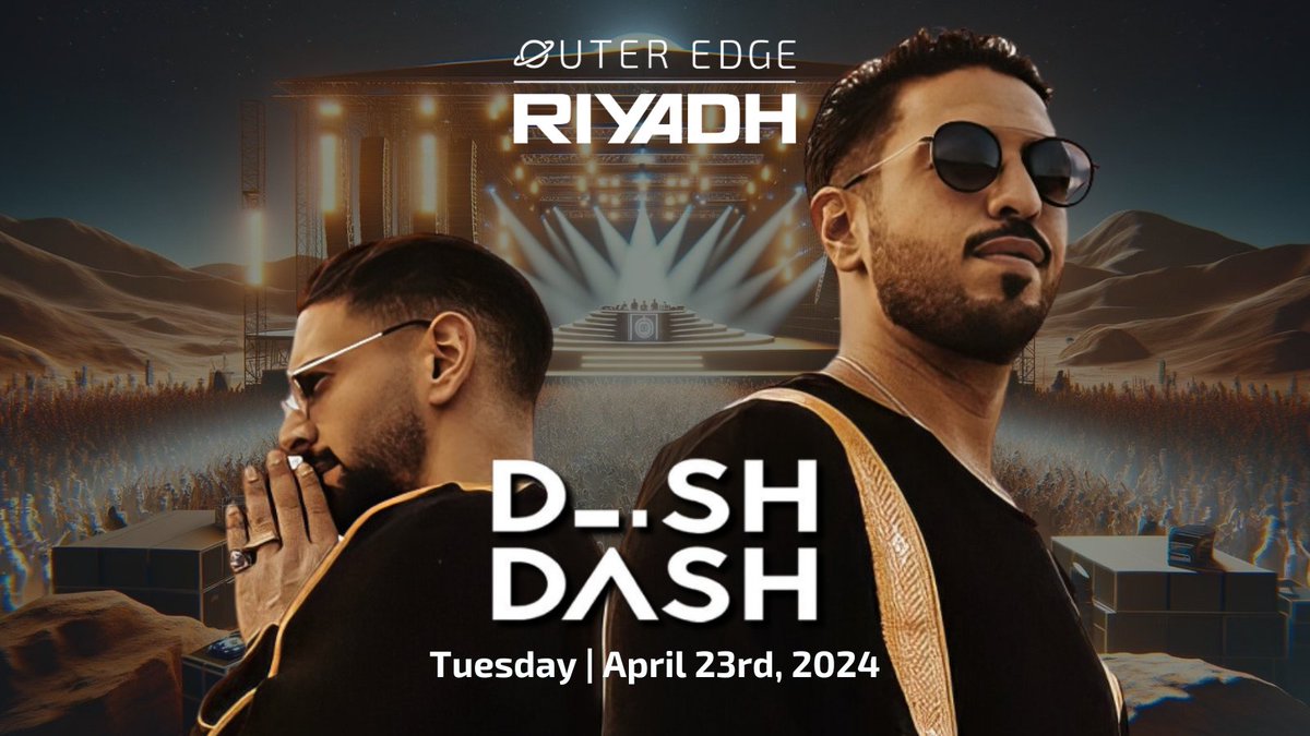 📢 Excited to announce that @Dishdash_music: Saudi Arabia's trailblazing DJ duo will be electrifying the crowd @TheGarageKSA on April 23! Abbas & Hassan is set to elevate the festival vibe in the evening #OuterEdgeRiyadh! 👇