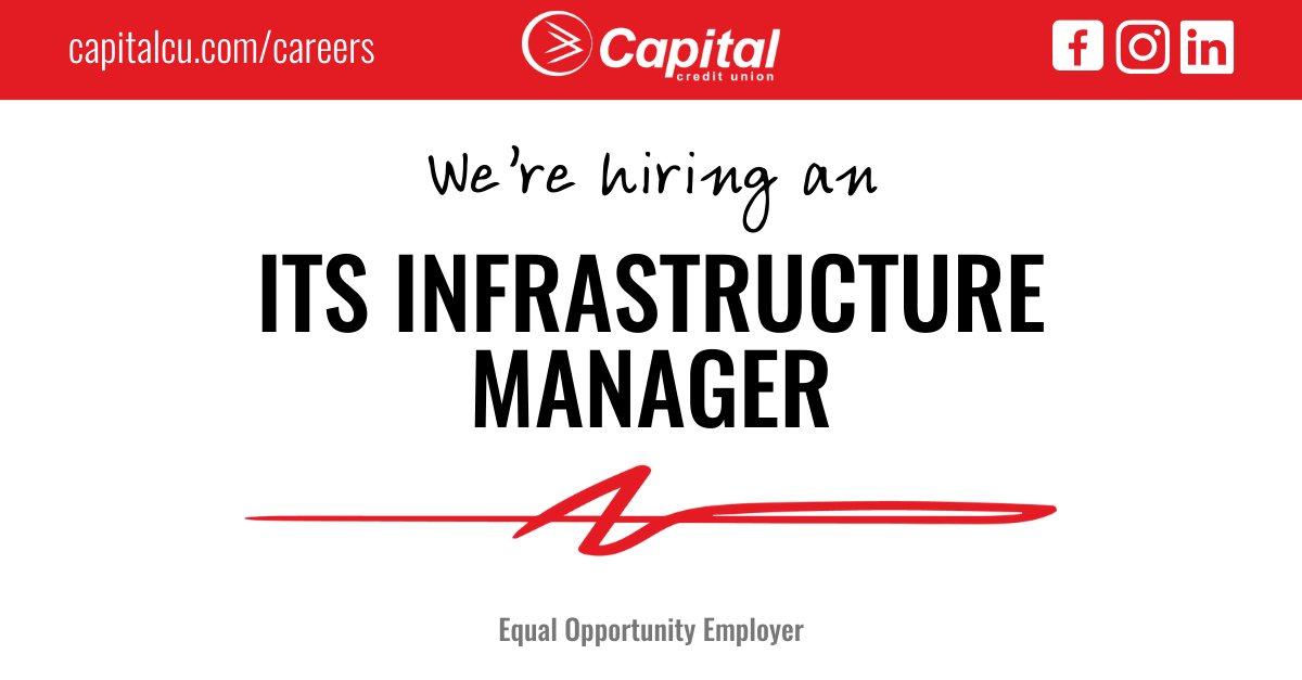 Come join the Capital CU team as the ITS Infrastructure Manager! This role will be responsible for the planning, organizing, and managing of staff and overall operations to ensure the stability of the organization’s IT infrastructure. 

Learn more: birdeye.cx/ggejto