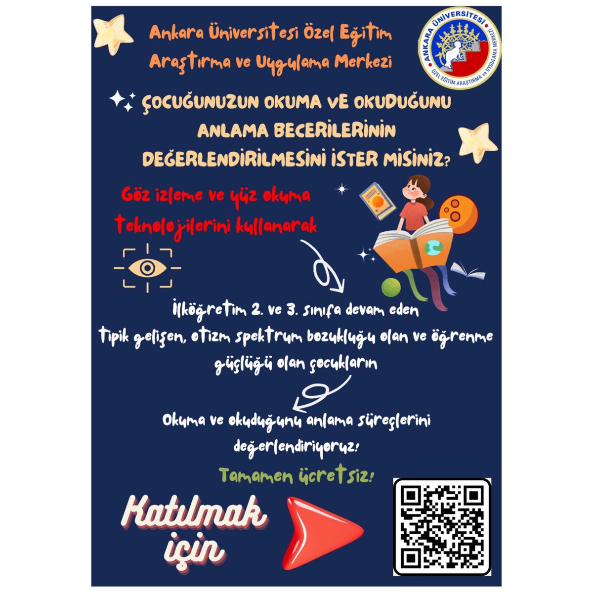 Sevgili veliler çocuğunuzun okuma becerilerinin değerlendirilmesi ve araştırmamıza destek vermek için bize ulaşabilirsiniz…