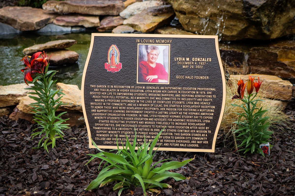 Today, we dedicated a memorial garden in remembrance of Lydia M. Gonzales, the visionary founder of the GCCC Hispanic American Leadership Organization (HALO) & the annual Hispanic Student Day event. #HALO