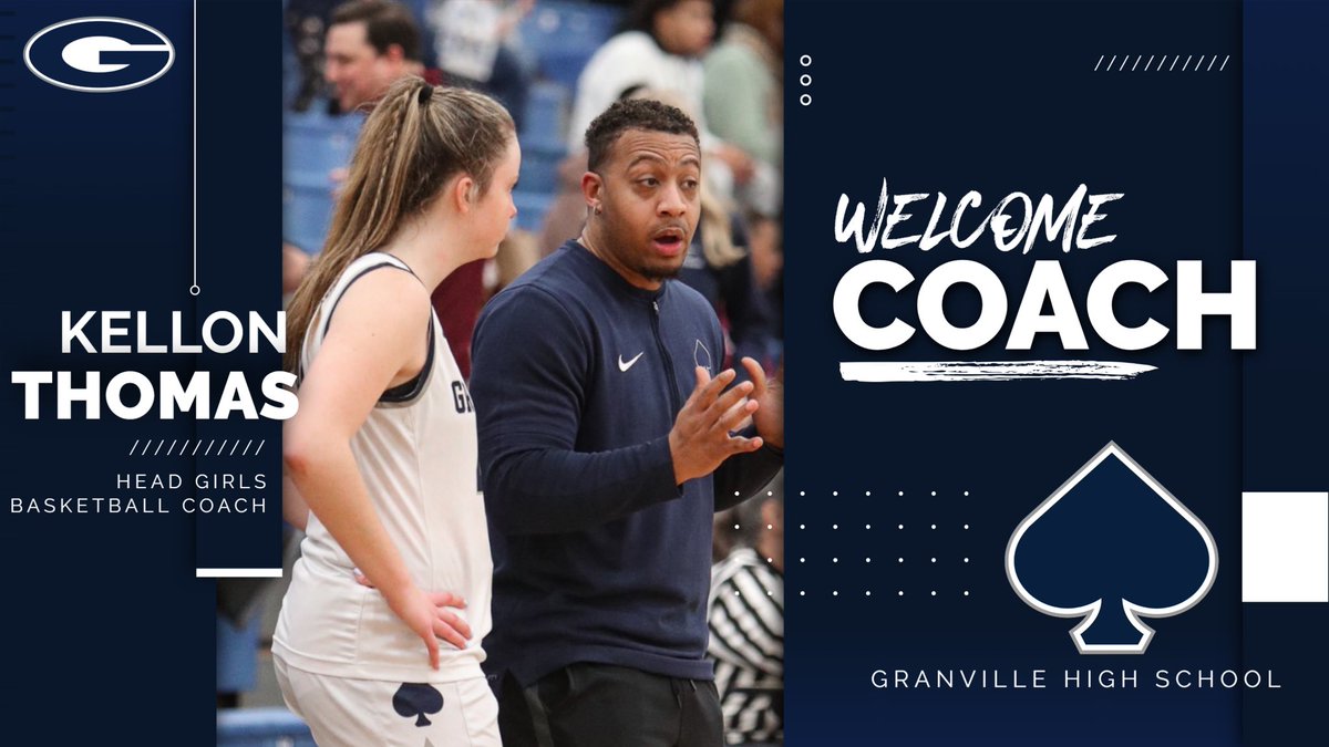 Granville Girls Basketball | 🏀 

Pending board approval, Kellon Thomas will be our next head coach.

Kellon has been a member of the Basketball coaching staff the last 3 seasons playing a significant role in propelling us to 3 straight LCL and District Championships

#BlueAces♠️