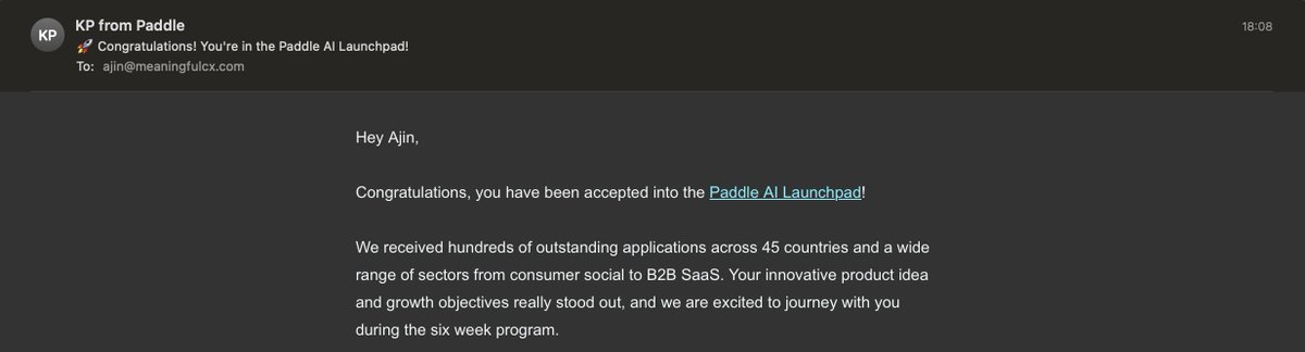 This is amazing. The Meaningful team is super excited to participate in the AI Launchpad program of @PaddleHQ. Thanks for the opportunity :) @thisiskp_