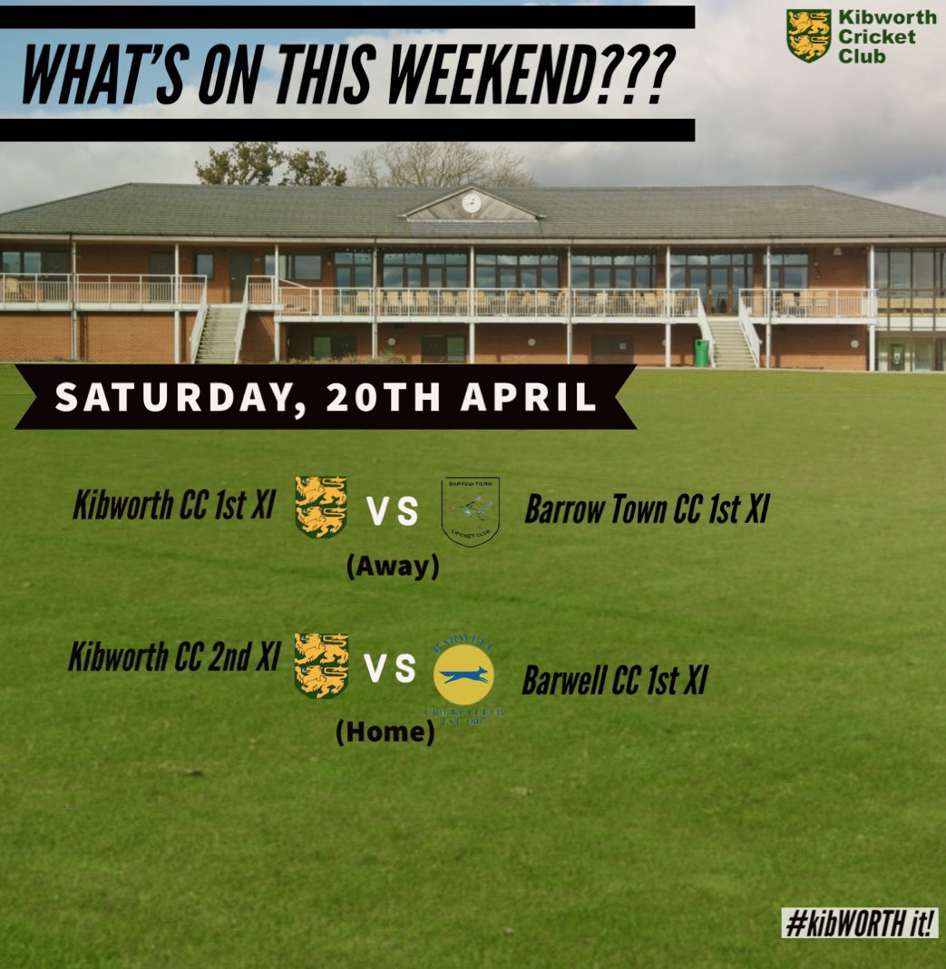 As the cricket season approaches, here’s the list of fixtures for this weekend! 

 Looking forward to a cracking summer🏏☀️

#greenandgold #whatsonthisweekend #summerseason #CricketSeason #kibworthcricket