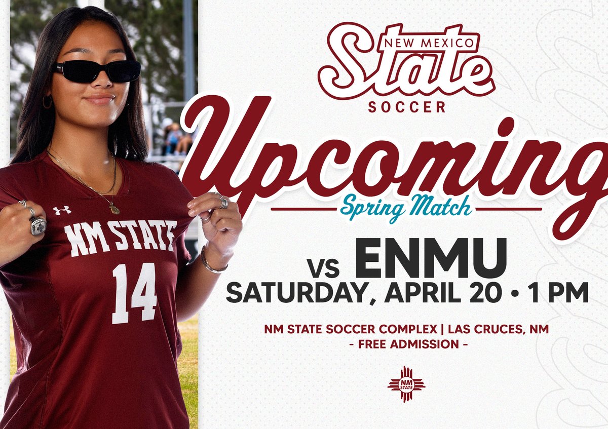 Back at home on Saturday!🤠 🆚 Eastern New Mexico 📍 NM State Soccer Complex ⏰ 1:00 p.m. MT #AggieUp