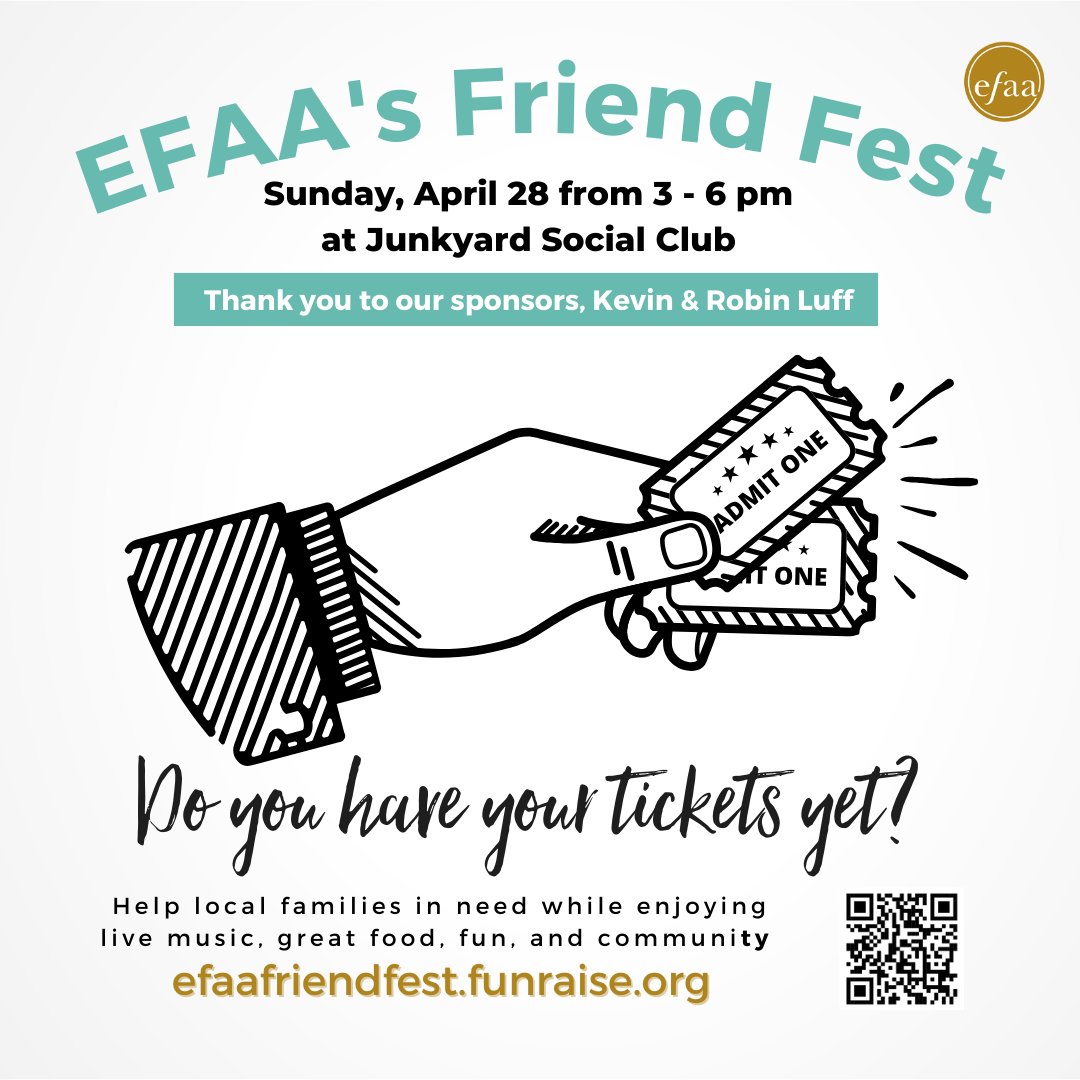Can you believe it? Our second annual Friend Fest is just over a week away! It’s going to be a good time with good people–and better yet, for a good cause: helping local families. Get your tickets now 🎟️ efaafriendfest.funraise.org