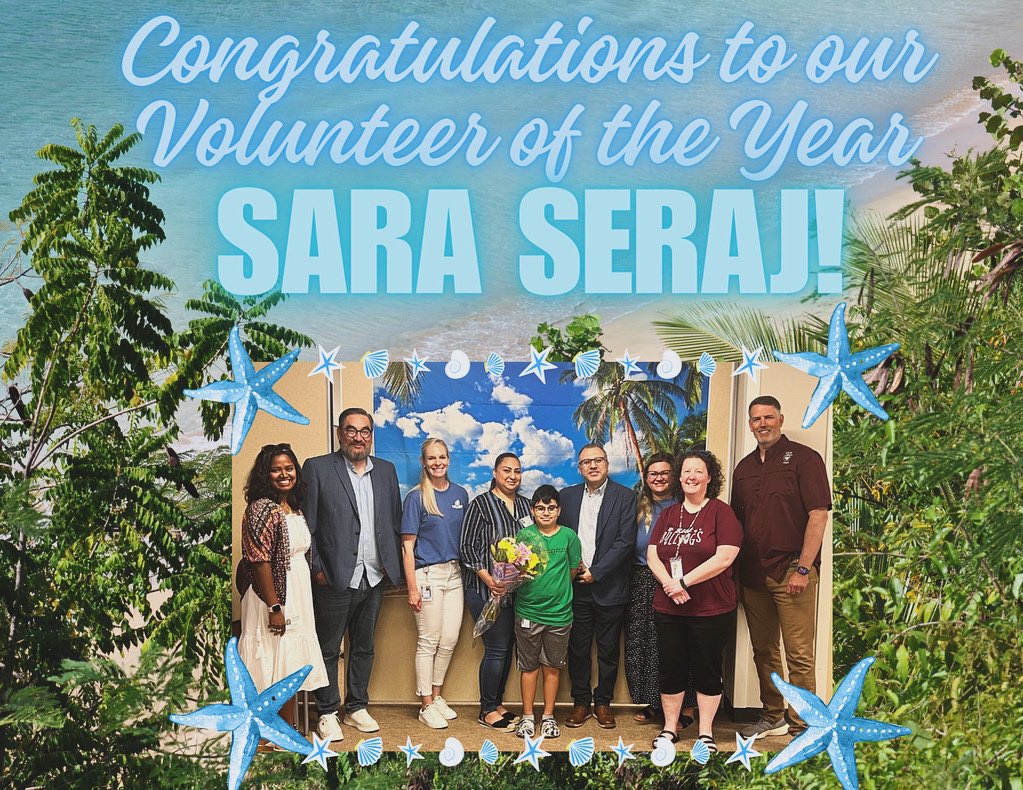 Sara Seraj—- BJH Volunteer of the year!!!! thank you for your service. Everyone appreciate you.