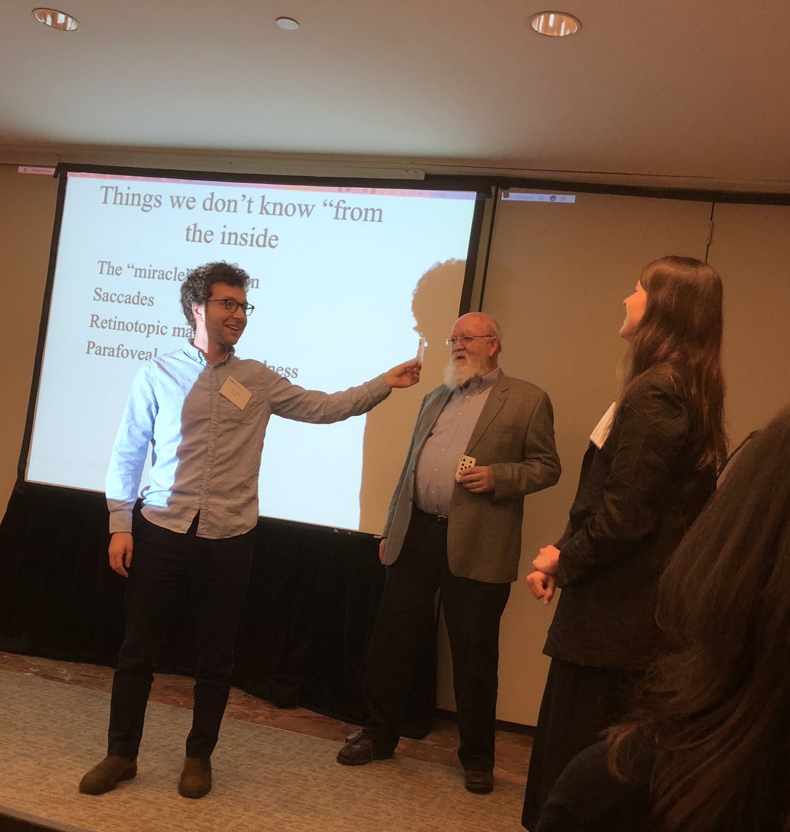 Pour one out this weekend for Dan Dennett, the great philosopher, Tufts professor, and prominent “New Atheist” writer.

I was literally just telling someone yesterday that he was still alive. No more today. Sad!

Here he is at a Tufts alumni event I attended in NYC in 2018.