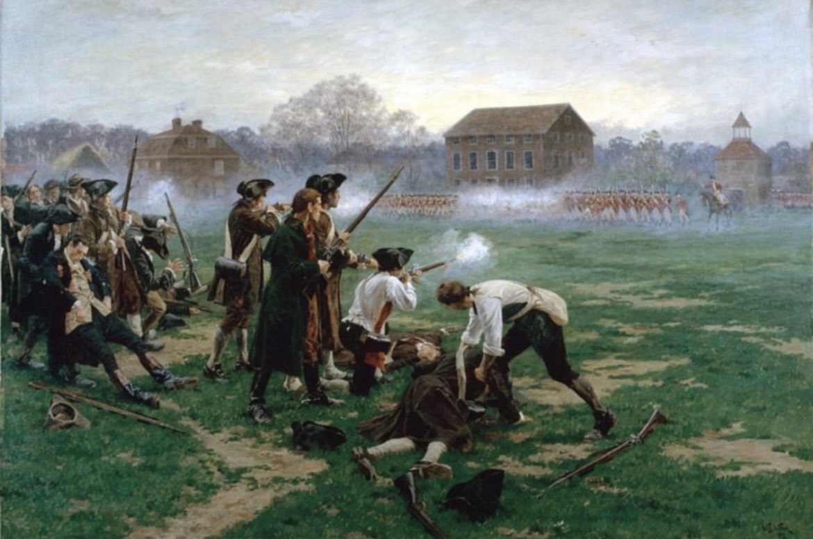 On the morning of April 19, 1775, British troops entered Lexington, Massachusetts where they were confronted by 77 members of the colonial militia. The 700 British soldiers were en route to Concord with orders to seize weapons, ammunition, and gunpowder. • After an initial