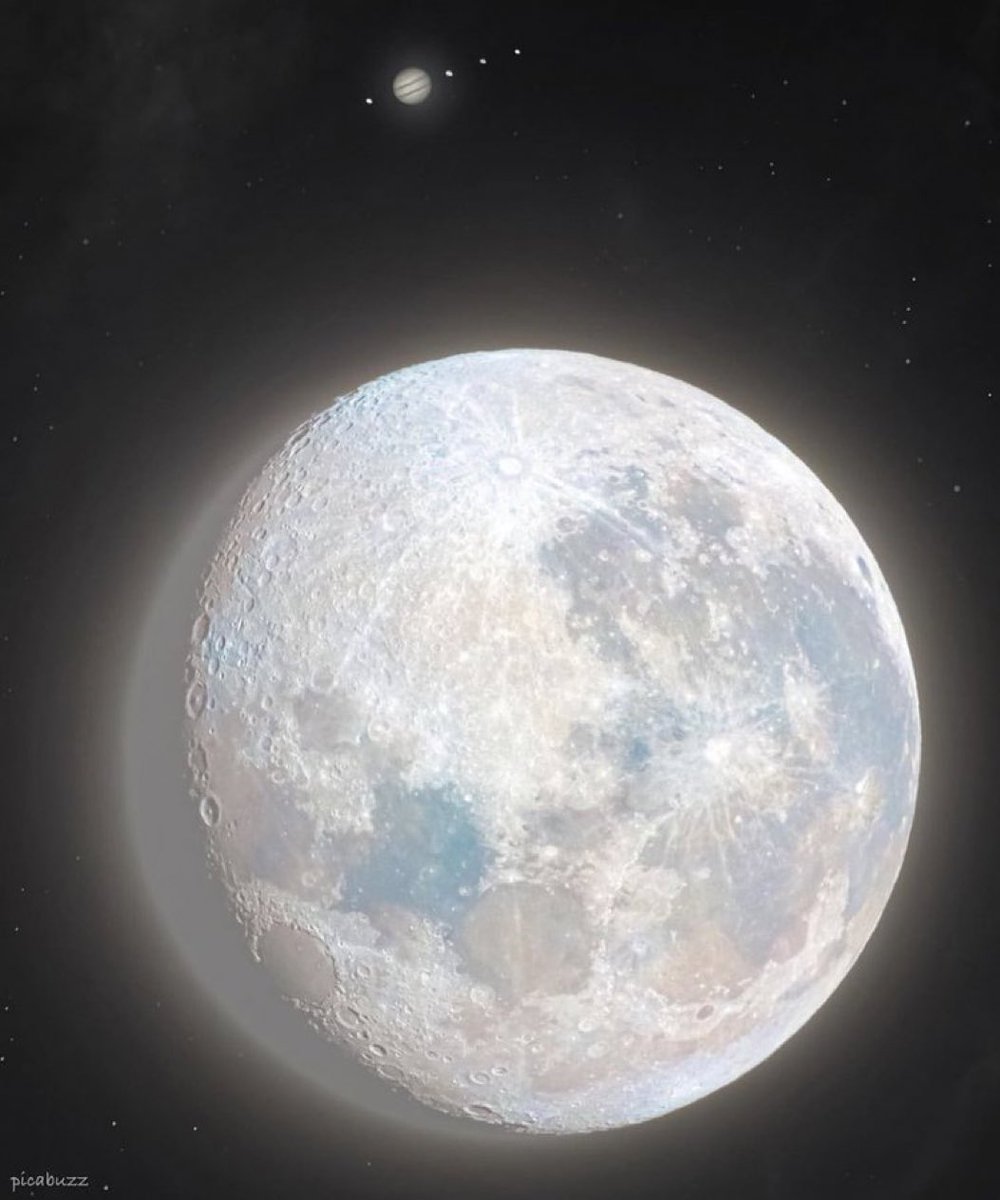 M1ONLOVER's tweet image. Full Moon with Jupiter.