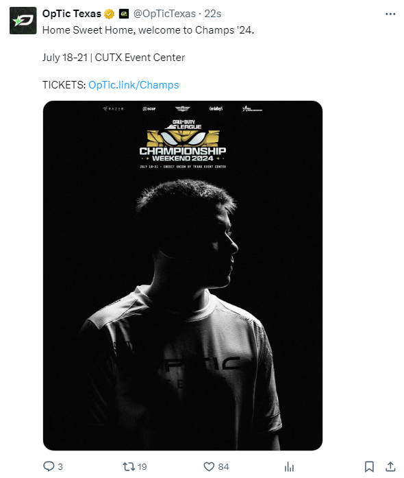 🚨 BREAKING: OpTic have confirmed they will be hosting CDL Champs 2024 in Allen, Texas.