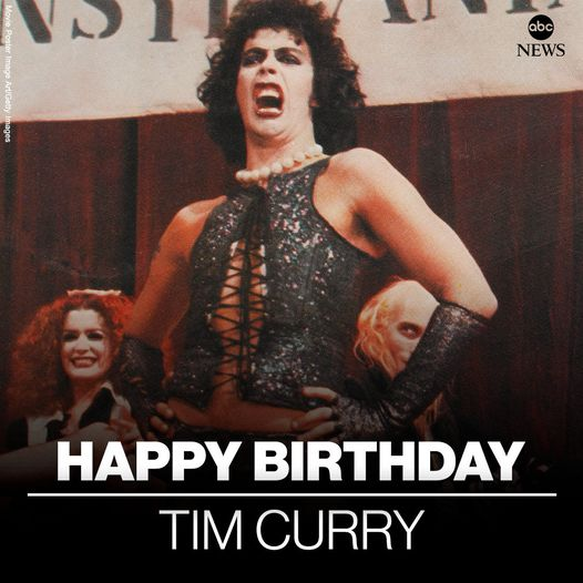 HAPPY BIRTHDAY: Actor Tim Curry is 78 today.
#rockyhorrorpictureshow #TimCurry