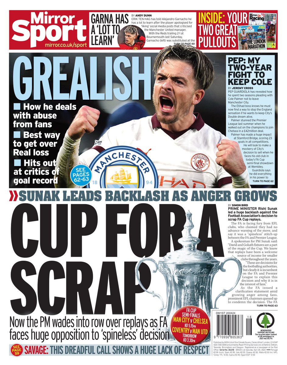 Mirror Sport: Cup for a scrap #TomorrowsPapersToday